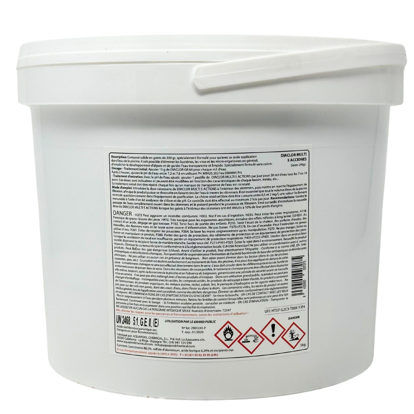 Chlore 5 Actions - Galets 200G - 1KG et 5KG