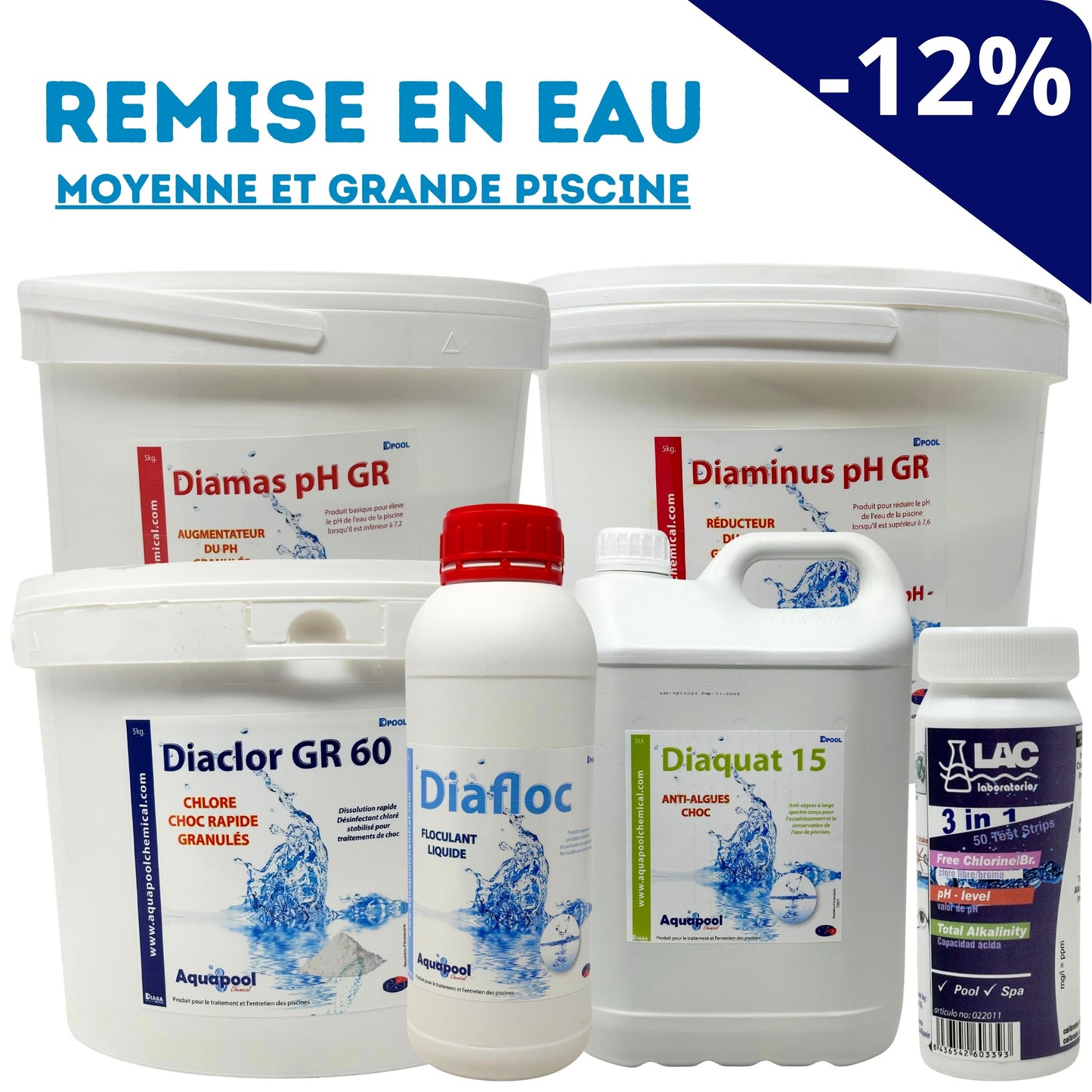 Pack Complet Remise en Eau : Moyenne et Grande Piscine