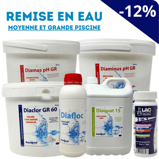 Pack Complet Remise en Eau : Moyenne et Grande Piscine