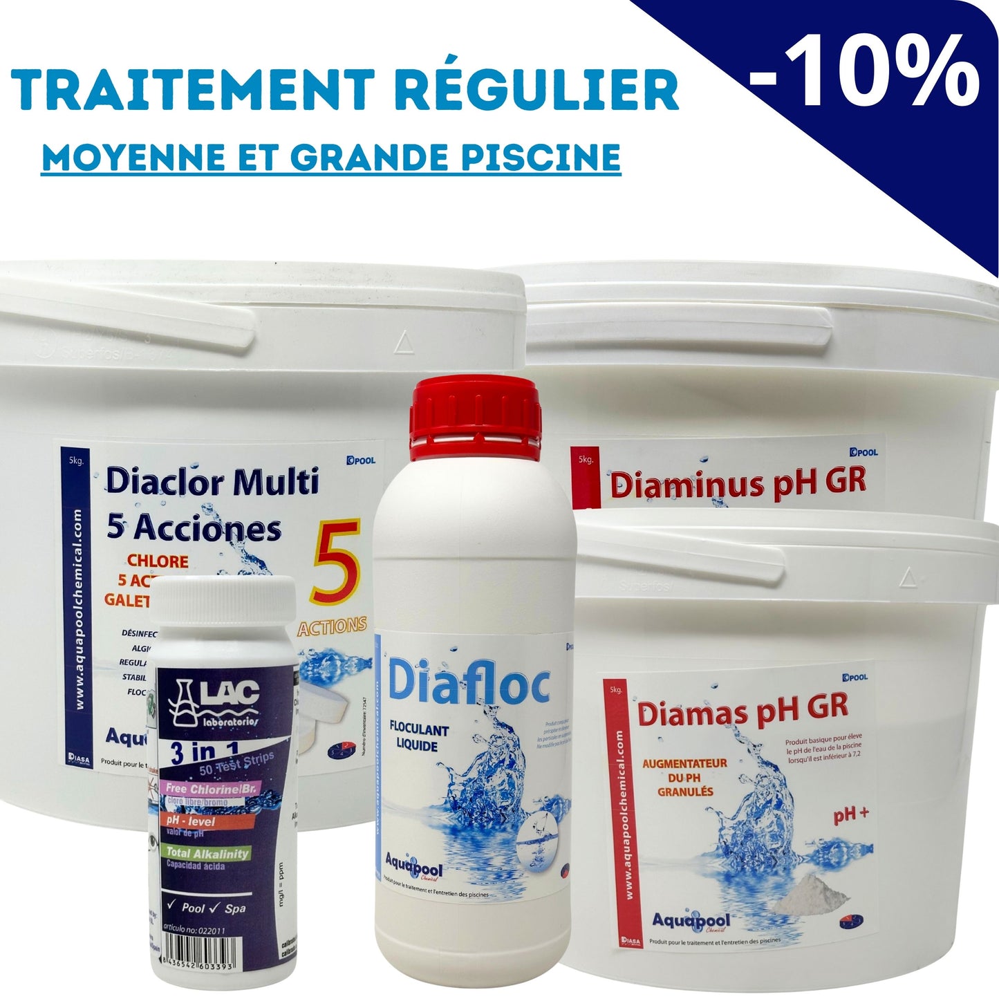 Pack Complet Traitement Régulier : Moyenne et Grande Piscine