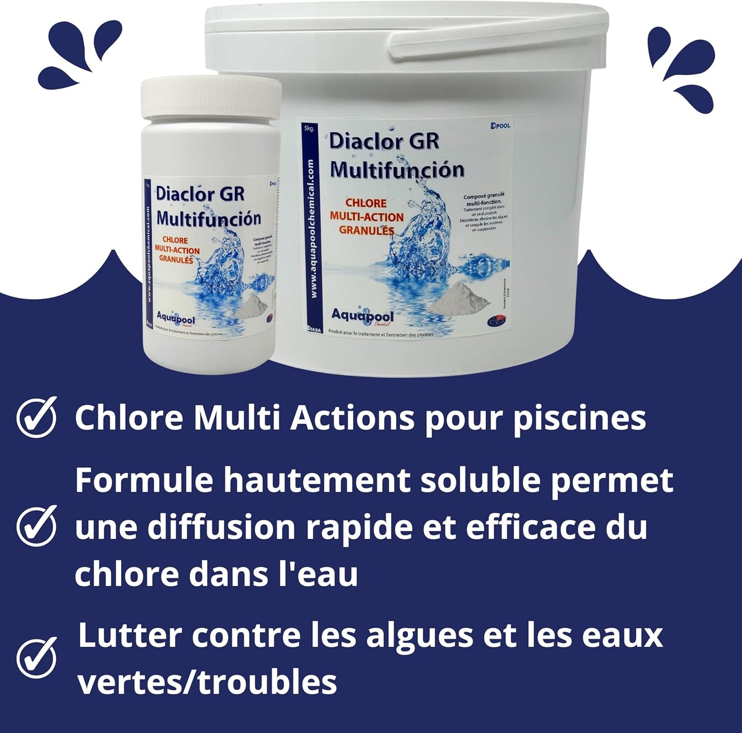 Chlore Multi Actions Granulés - 1KG et 5KG