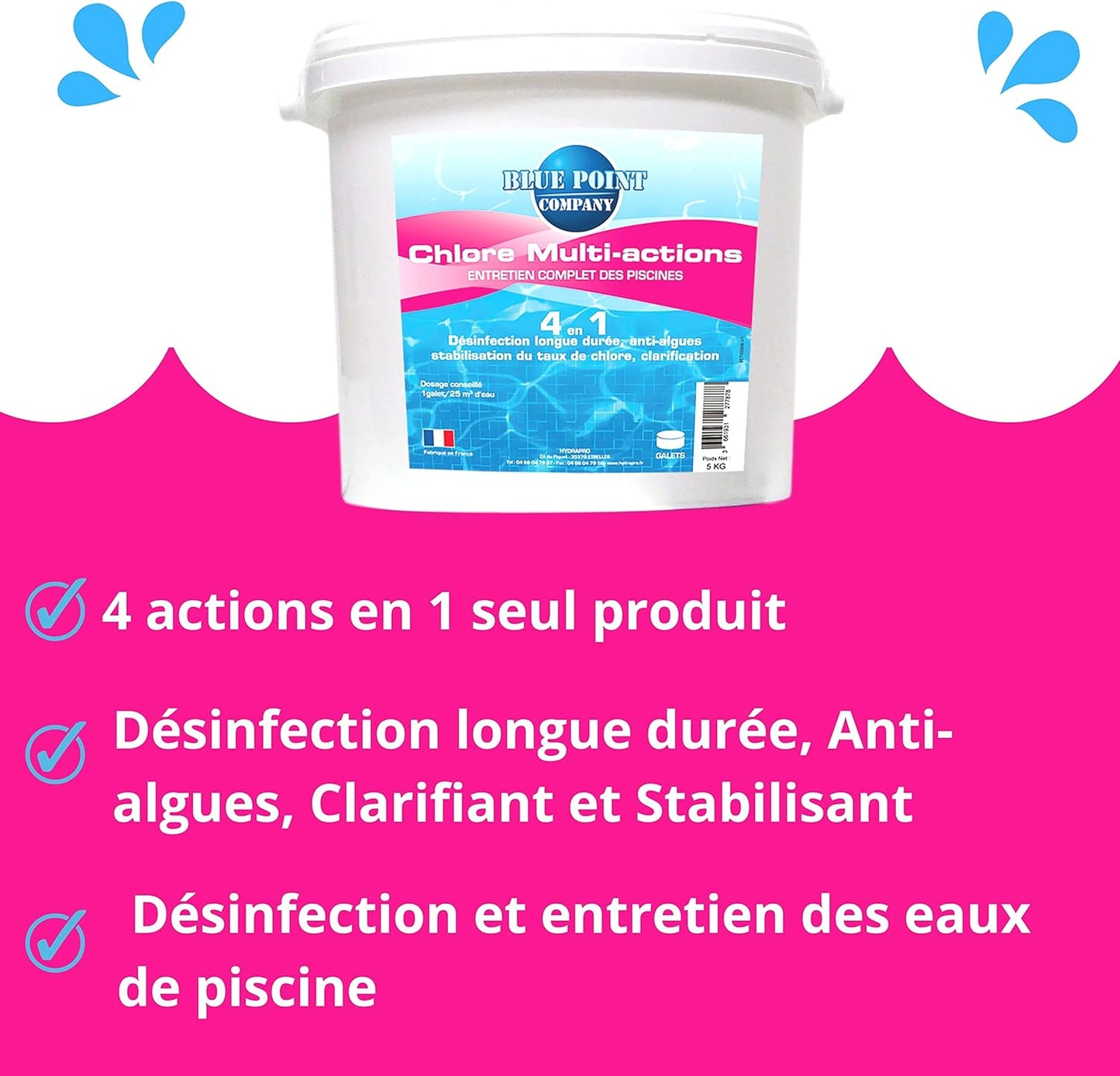 Chlore Multifonctions Galets de 250G - 1KG et 5KG