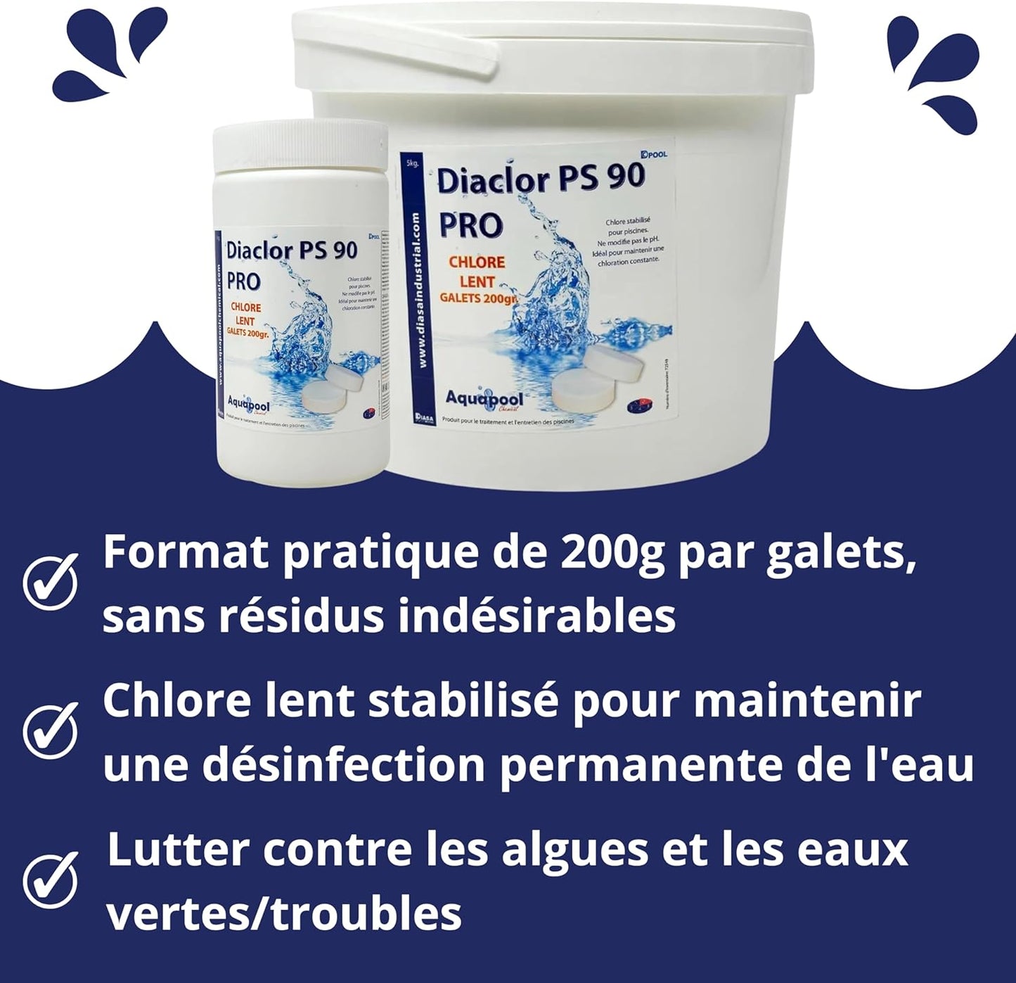 Chlore Lent Galets 200G - 1KG et 5KG