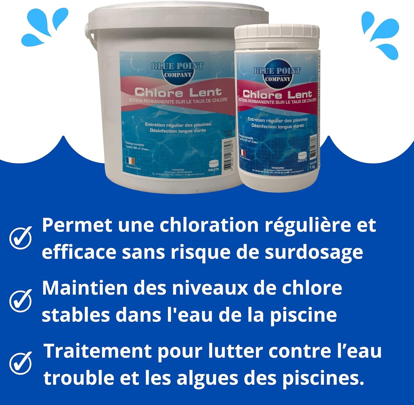 Chlore Lent Galets 250G - 1KG et 5KG