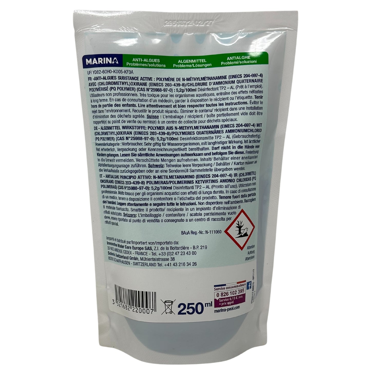 Anti-Algues Unidose 10m3 - 250ML