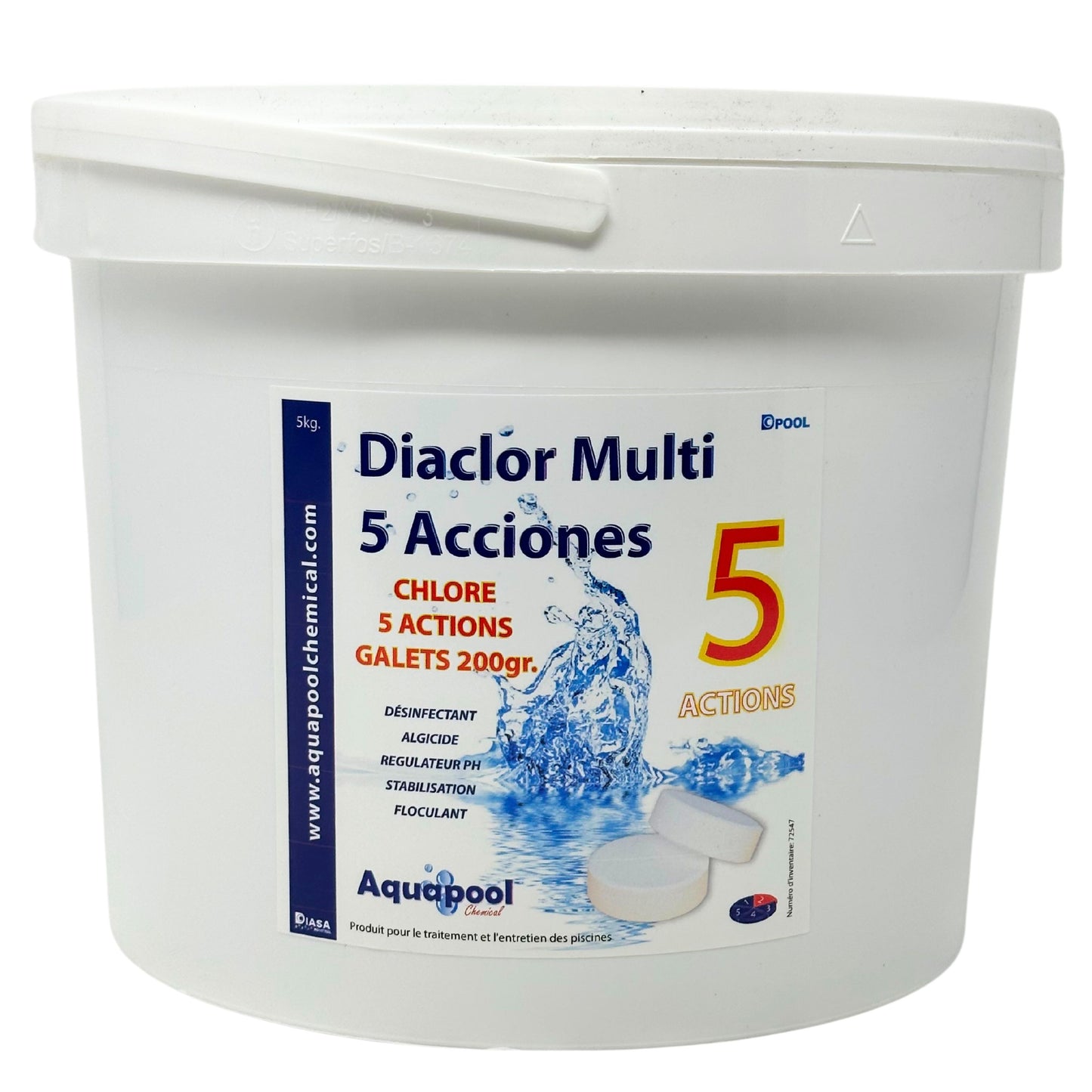 Chlore 5 Actions - Galets 200G - 1KG et 5KG